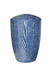 Wooden funeral urn blue