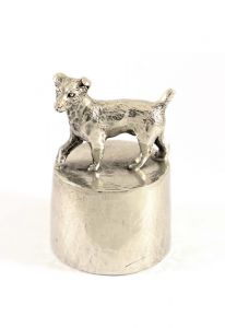 Jack Russell Dog urn silver tin