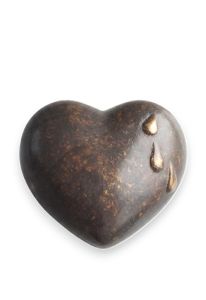 Cremation ashes keepsake urn heart with teardrops