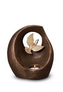 Ceramic keepsake ashes urn 'Peace dove' (tealight)