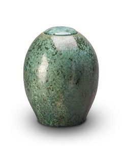 Green ceramic cremation urn