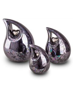 Ceramic keepsake urn with silver heart