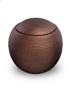 Small spherical ceramic urn for ashes 'Memento' satin bronze