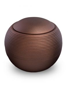 Spherical ceramic urn for ashes 'Memento' satin bronze