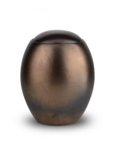Bronze coloured ceramic cremation urn for ashes