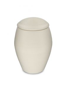 Ceramic urn for ashes 'Memento' satin cream