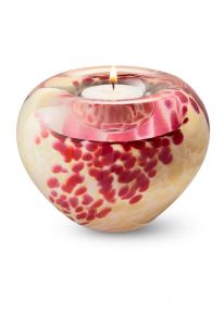 Crystal glass candle holder keepsake urn rose/beige