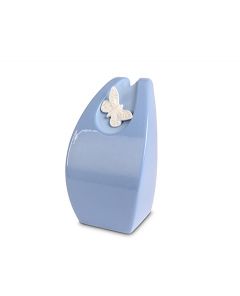 Handmade infant cremation urn 'Butterfly' blue