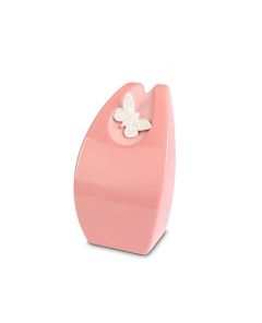 Handmade infant cremation urn 'Butterfly' pink