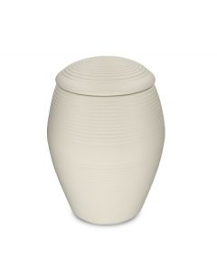 Small ceramic urn for ashes 'Memento' satin cream