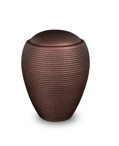 Small satin bronze ceramic urn for ashes 'Memento'