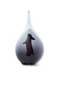 Frosted teardrop glass mini urn 'Standing bunny' in several colours