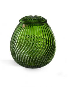 Crystal glass cremation urn with leaves