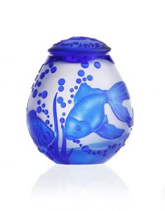 Crystal glass adult funeral urn 'Fish'