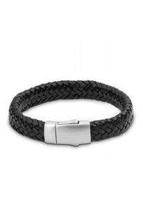 Ash holder braided leather bracelet 'Embrace' black