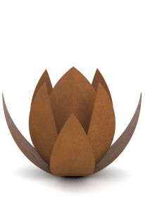 Corten steel cremation ases mini urn 'Lotus'