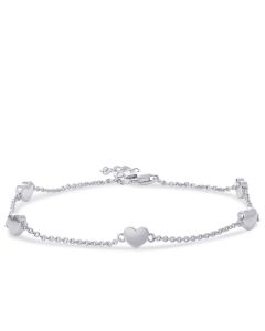 Silver memorial bracelet with 5 little hearts