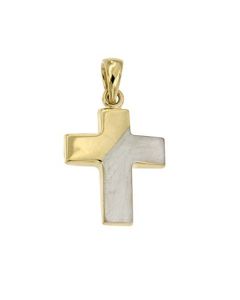 14 carat bicolor gold memorial pendant 'Cross'