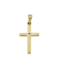 14 carat yellow gold memorial pendant 'Cross' with zirconia