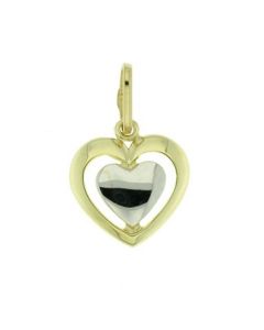 14 carat bicolor gold memorial pendant 'Two hearts, one love'