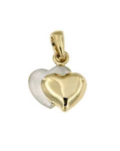 14 carat bicolor gold memorial pendant 'Double hearts'