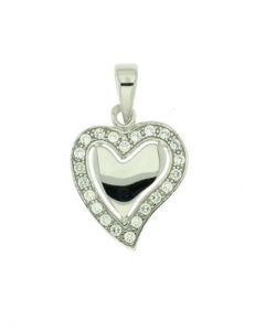 14 carat white gold memorial pendant 'Heart' with zirconia
