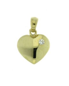 14 carat yellow gold memorial pendant 'Heart' with zirconia stones