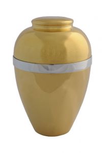 Brass keepsake urn polished with ring