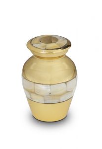 Gold coloured brass keepsake urn 'Mother of pearl'