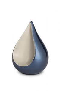 Cremation ashes keepsake urn 'Teardrop' metallic blue