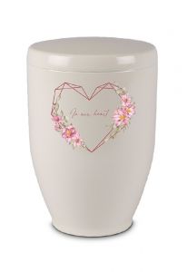 Metal cremation urn for ashes 'In our heart'