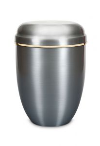 Grey cremation urn made from steel