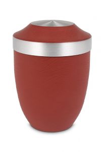 Red cremation urn made from steel
