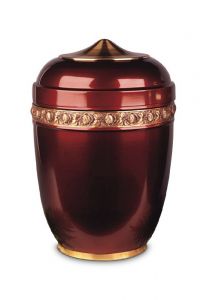 Red cremation urn made from steel