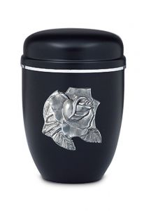 Black steel cremation ashes urn 'Rose'
