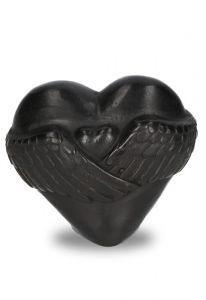 Heart shaped keepsake urn for ashes 'Angel Wings'