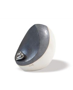 Ceramic keepsake funeral urn with silver heart