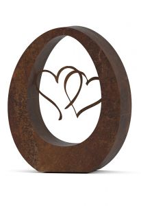 Bronze cremation ashes (companion) urn 'Oval Hearts' for adults
