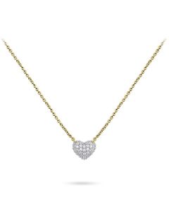 Yellow gold plated memorial necklace Heart with zirconia stones