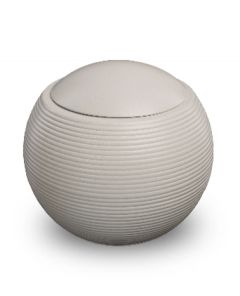 Small spherical ceramic urn for ashes 'Memento' satin white