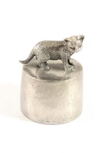 Cat small walking urn silver tin