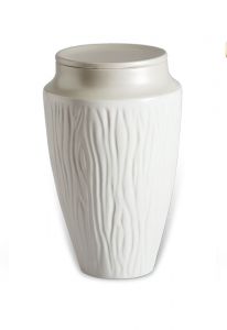 Porcelain cremation urn 'Wood' metallic beige