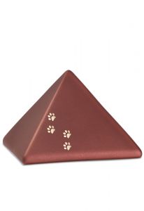 Pyramid pet urn with paw prints in several colours and sizes
