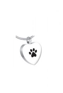 Stainless steel ashes pendant 'Paw print'