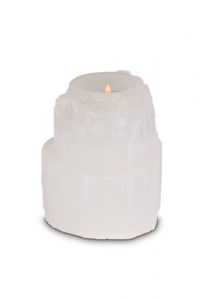 Selenite mini urn with candle holder