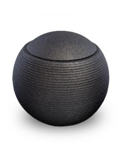 Small spherical ceramic urn for ashes 'Memento' satin black