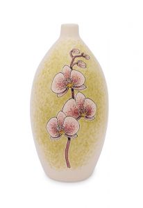 Small hand-painted art urn for ashes 'Orchid' pink-white