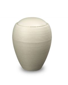 Small satin cream ceramic urn for ashes 'Memento'