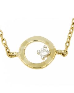 Symbol necklace 'Circle' 14ct yellow gold with zirconia stones