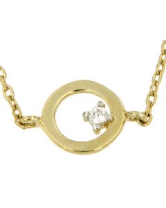 Symbol necklace 'Circle' 14ct yellow gold with zirconia stones